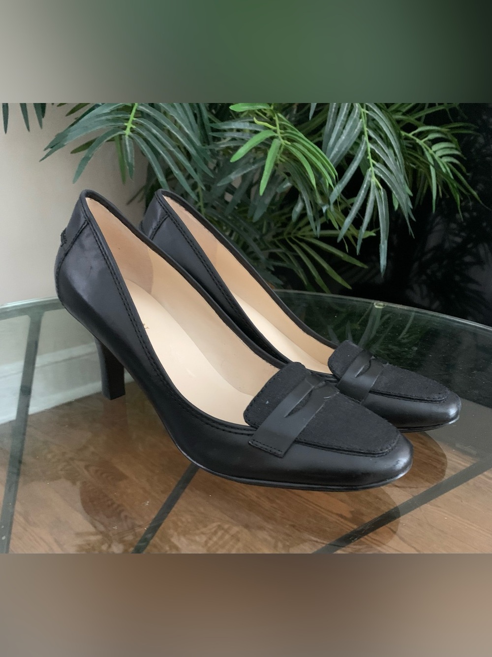Ralph Lauren Classic Black Leather Heeled Loafers 8.5M
